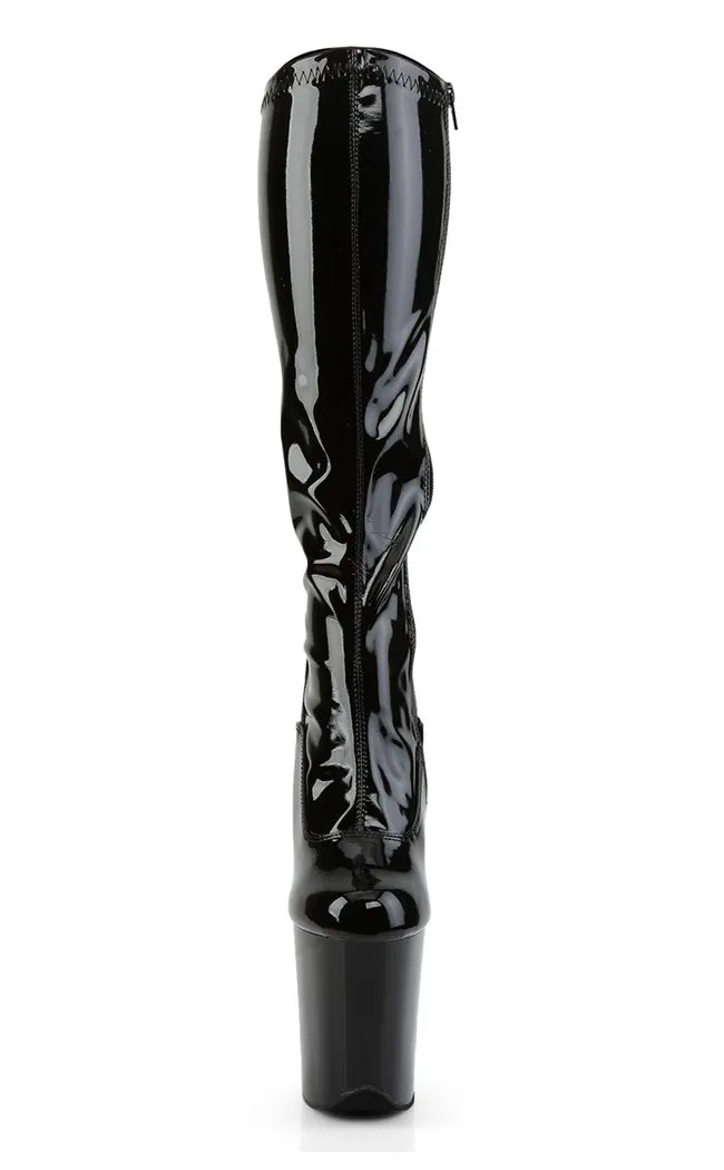 FLAMINGO-2000 Black Patent Knee High Boots