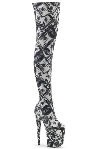 FLAMINGO-3000DP Money Print Thigh High Boots