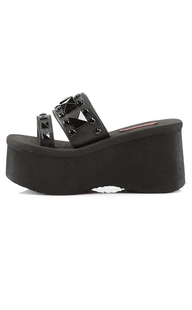 FUNN-18 Black Platform Slide Sandals