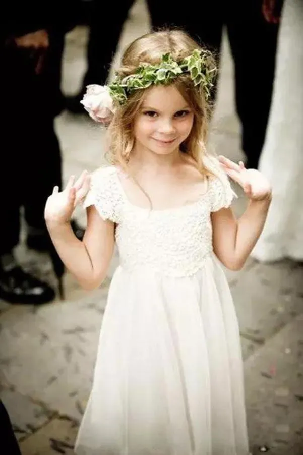 Glamorous Lace & Tulle Square Neckline Cap Sleeve A-line Flower Girl Dresses UF073