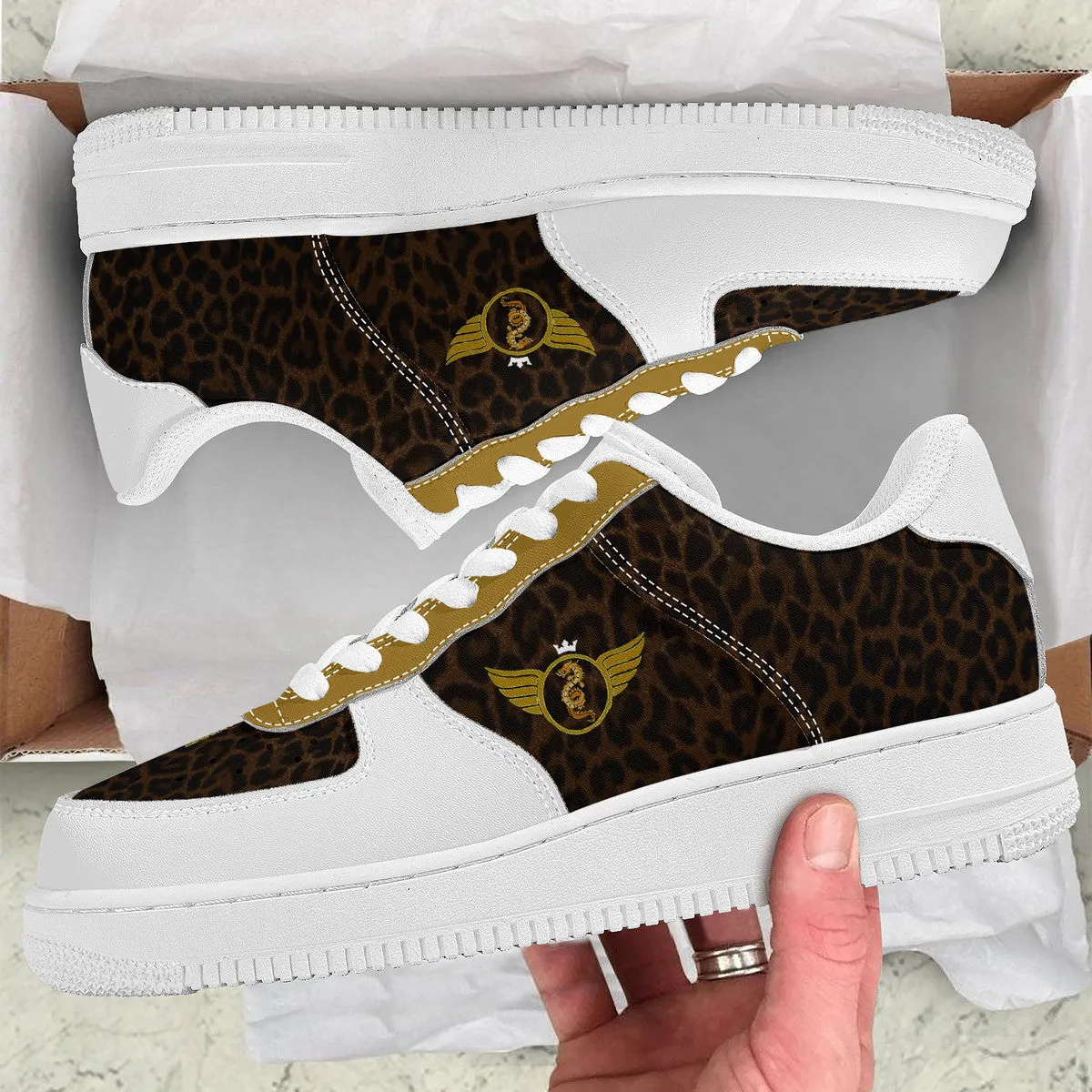 Gold Series - White and Black | Low Top Customized | Shoe Zero