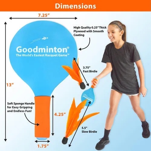 Goodminton | The World's Easiest Racket Game | an Indoor Outdoor Year-Round Fun Racquet Game for Boys, Girls, and People of All Ages