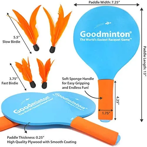 Goodminton | The World's Easiest Racket Game | an Indoor Outdoor Year-Round Fun Racquet Game for Boys, Girls, and People of All Ages