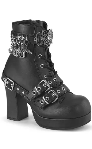 GOTHIKA-66 Black Vegan Leather Ankle Boots