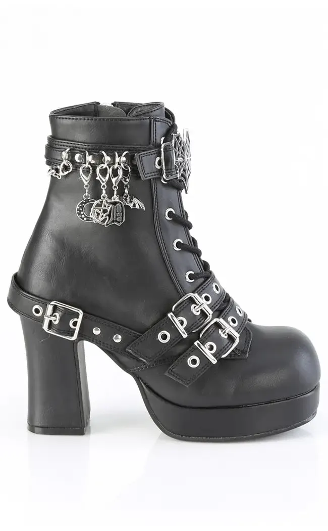 GOTHIKA-66 Black Vegan Leather Ankle Boots