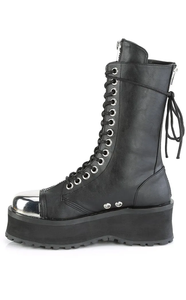 GRAVEDIGGER-14 Black Vegan Leather Boots