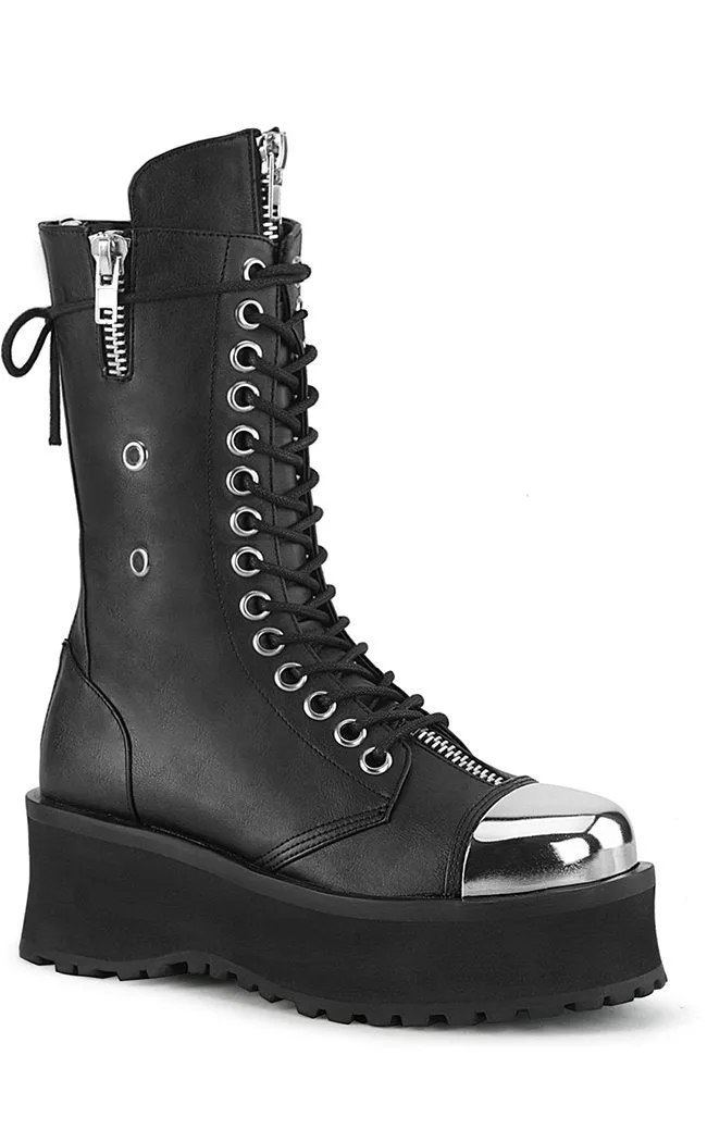 GRAVEDIGGER-14 Black Vegan Leather Boots