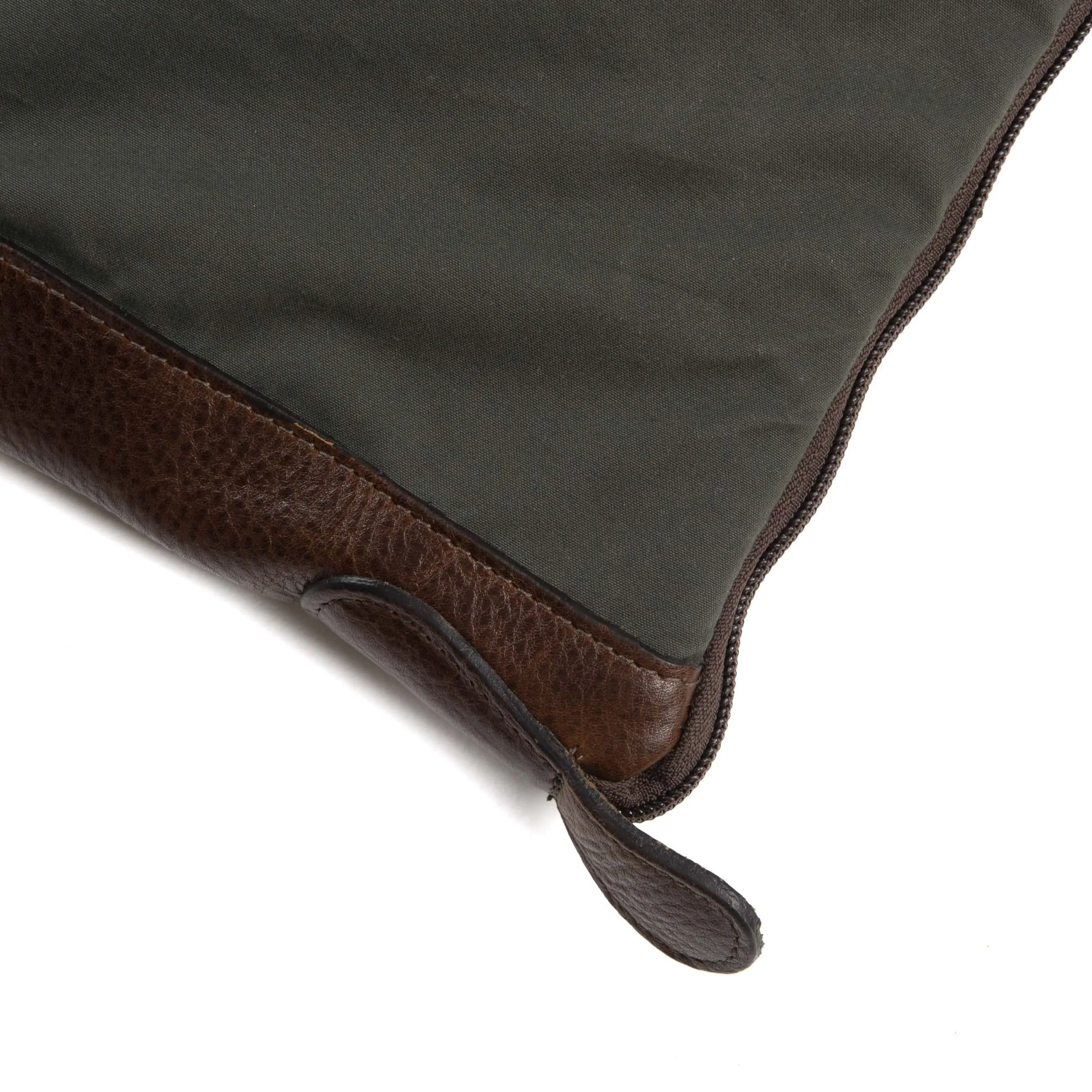 Gravely Garment Bag in Olive Ventile and Titan Milled Brown by Moore & Giles