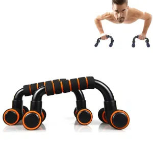 H-Shaped Push-Up Bracket Push-Up Fitness Equipment Home Indoor Chest Expansion Equipment(Black Orange)