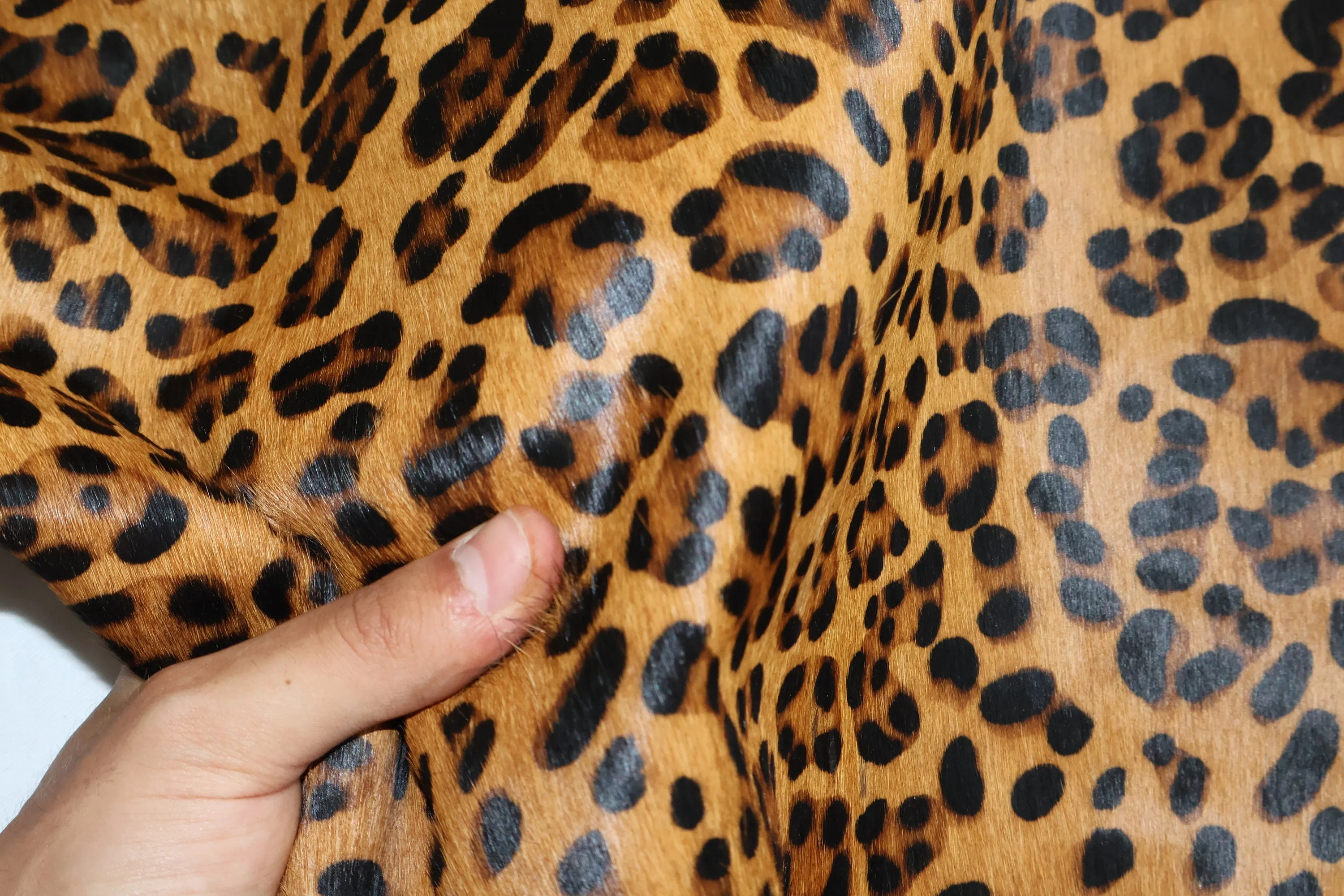 Hair on hide cowhide rug leopard print, genuine cow leather pony skin with the nap, thickness 1,2mm (3 oz)