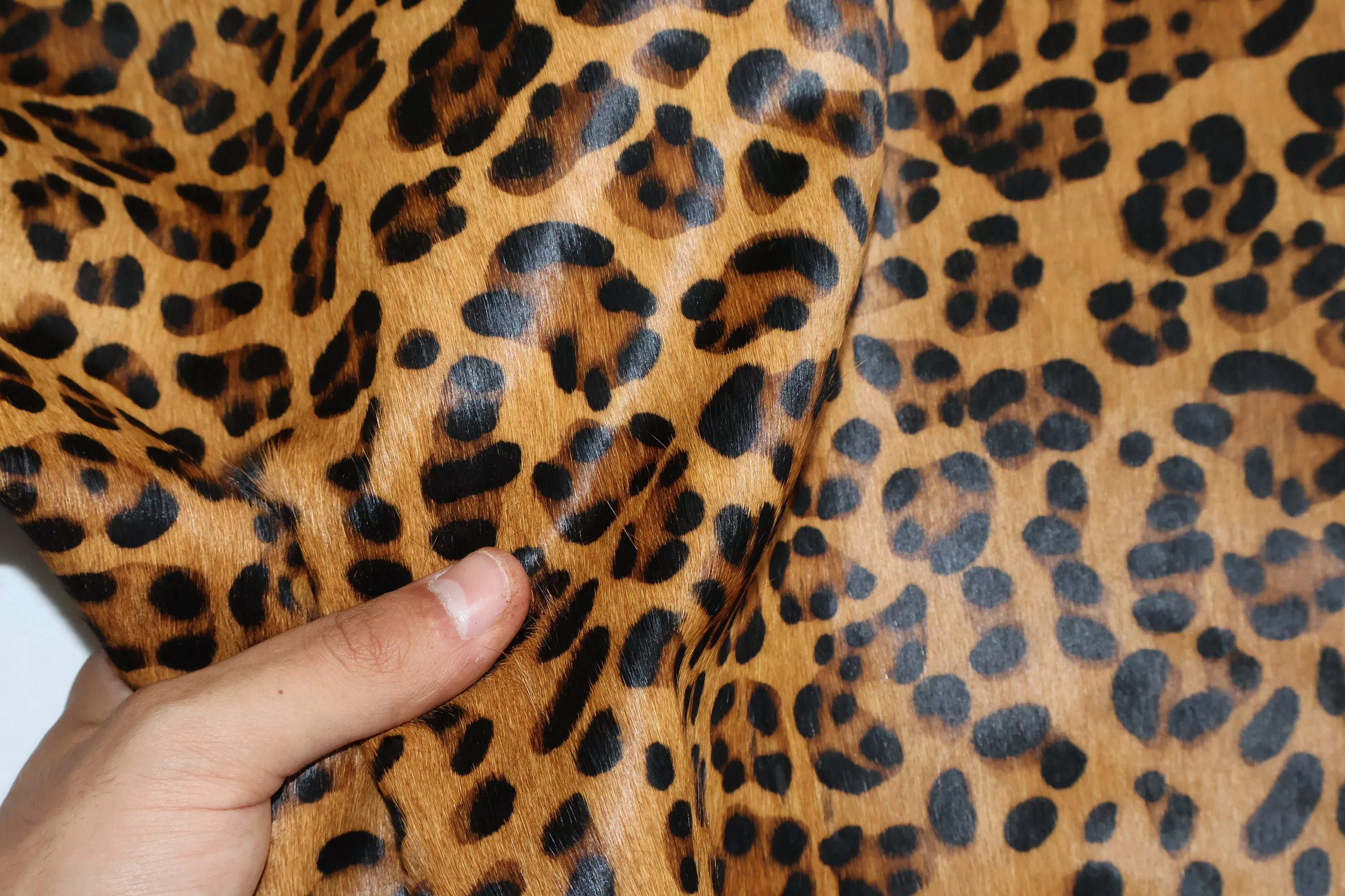 Hair on hide cowhide rug leopard print, genuine cow leather pony skin with the nap, thickness 1,2mm (3 oz)