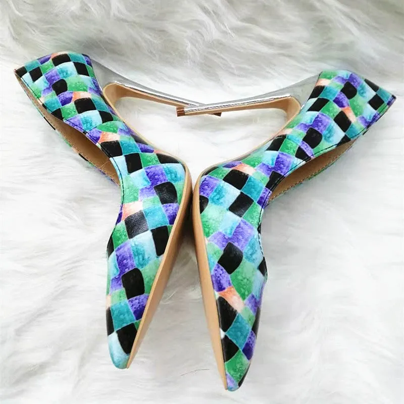 High-heels with Colorful Patterns Fashion Women Party Shoes