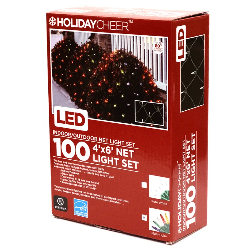 Holiday Cheer 4' x 6' Net LED Light Set - 100 Pcs. Multi-Color