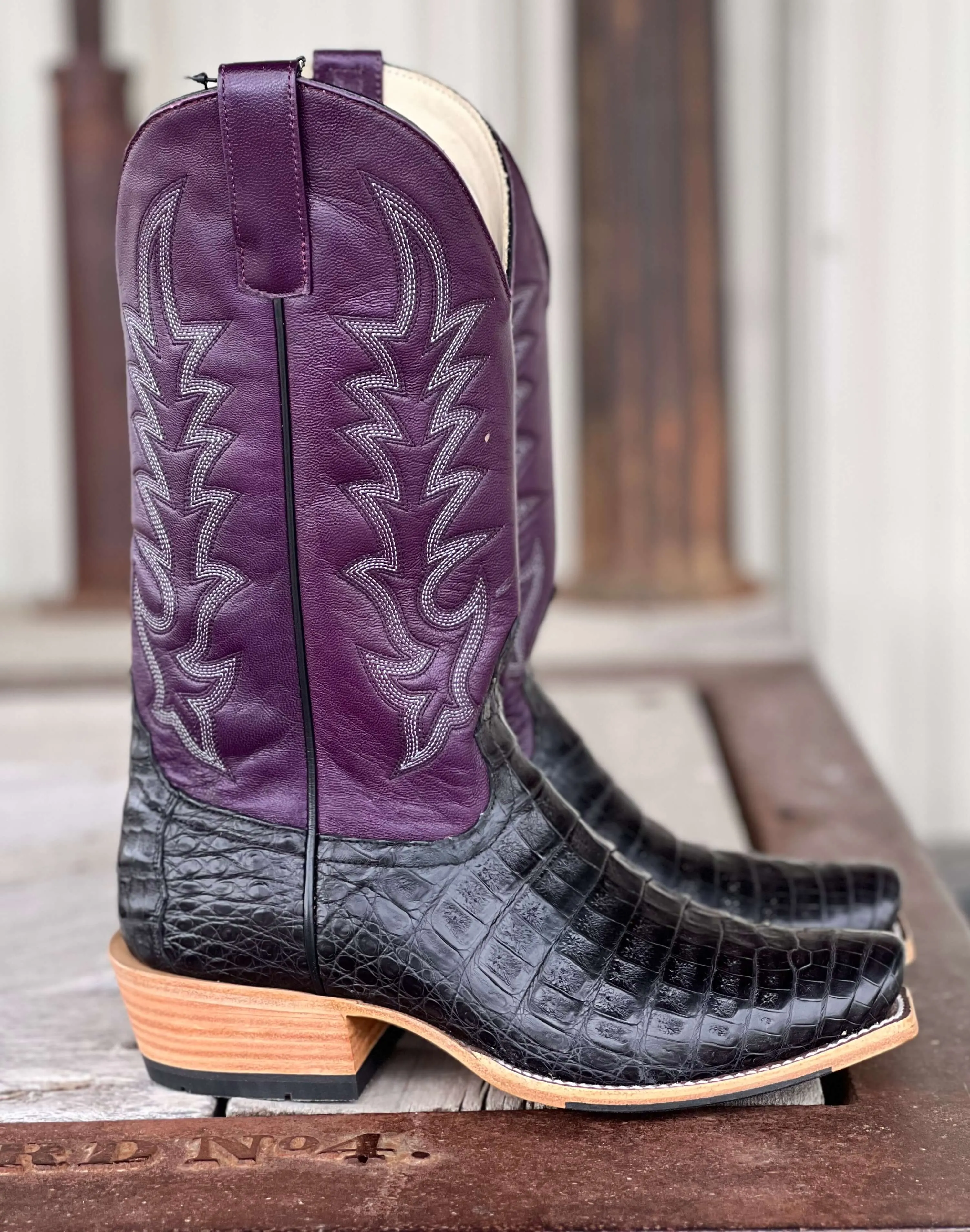 Horse Power Top Hand  | Black Caiman Belly Boot