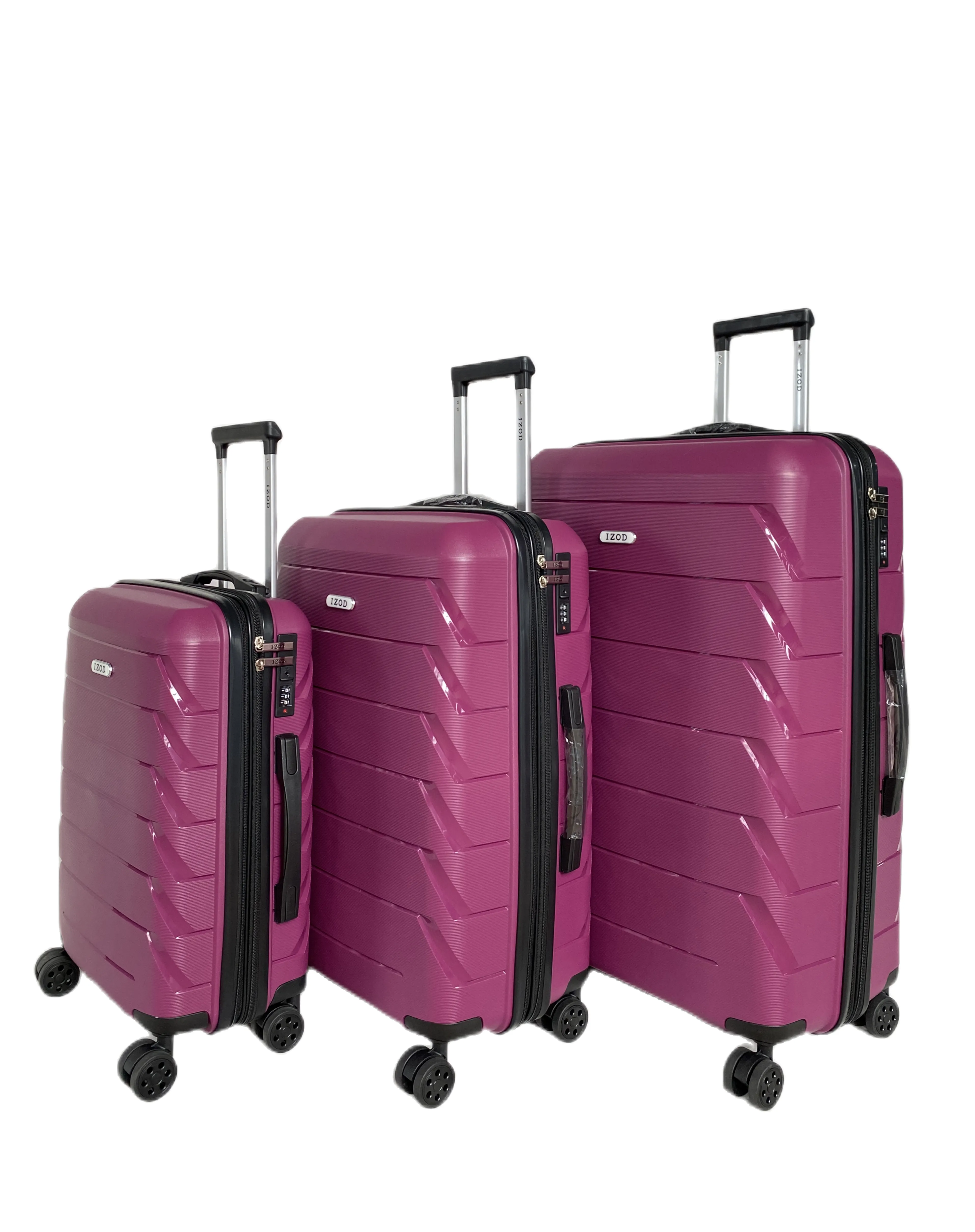 IZOD Ashley Polycarbonate Hard shell Expandable Lightweight 360 Dual Spinning Wheels Combo Lock 28", 24", 20" 3 Piece Luggage Set