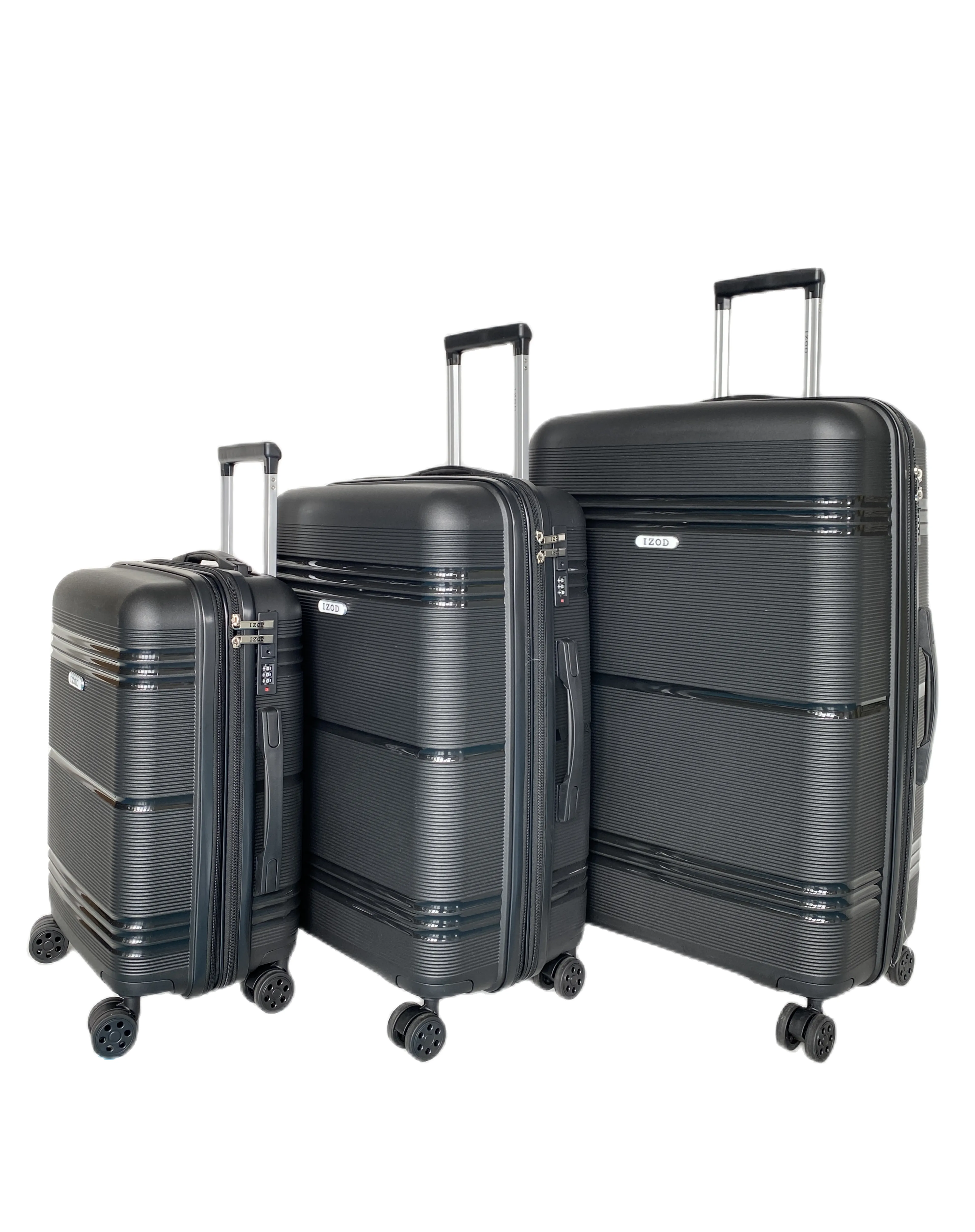 IZOD Legna Polycarbonate Hard shell Expandable Lightweight 360 Dual Spinning Wheels Combo Lock 28", 24", 20" 3 Piece Luggage Set