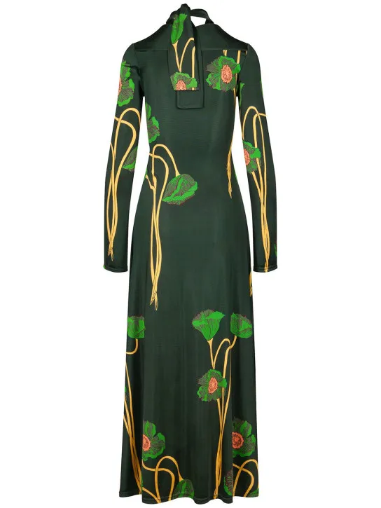 Johanna Ortiz   Paisaje Lejano shiny jersey midi dress 