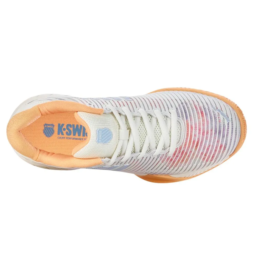 Juniors` Hypercourt Express 2 Tennis Shoes Star White and Peach Fuzz