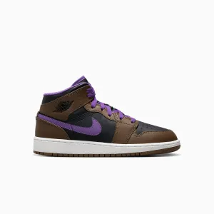 Kid's Air Jordan 1 Mid "Purple Mocha" Grade School