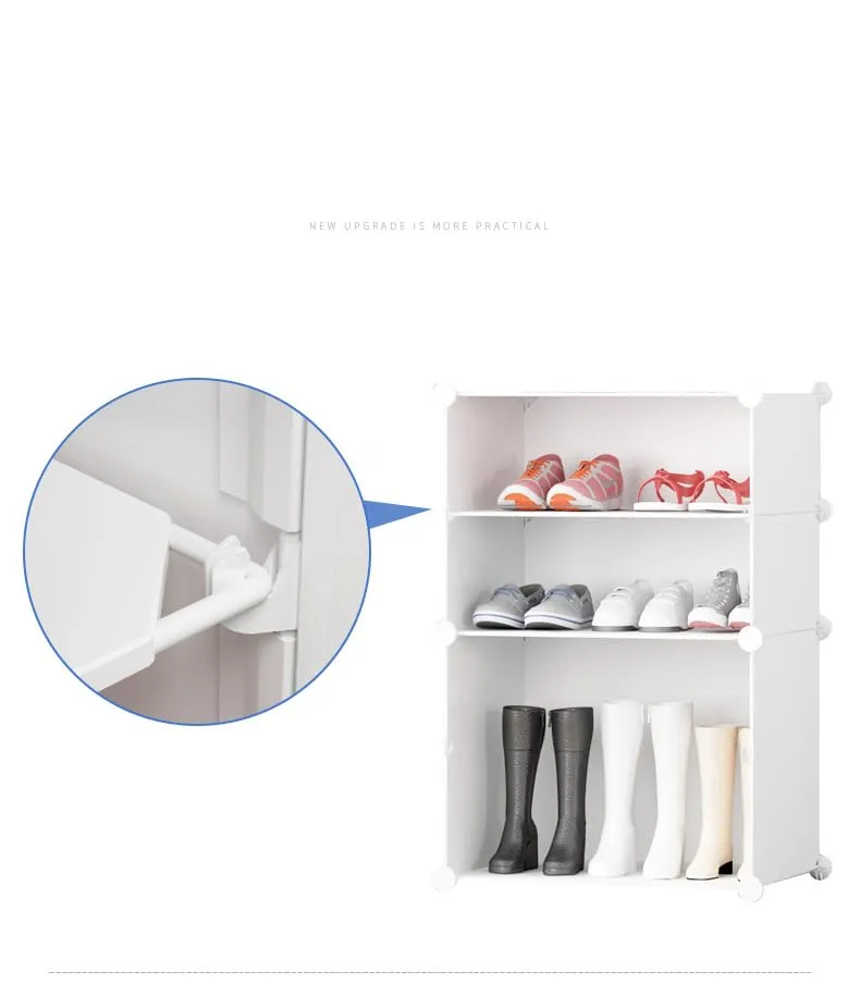 Kuber Industries Pack of 4 Shoes Cabinet | 10-Tier Foldable Shoe Rack Organizer for Closet | Plastic Shoe Shelf Collapsible Shoes Storage Box | Easy Assembly Shoe Cabinet with Lids | JL1C10TWH |White