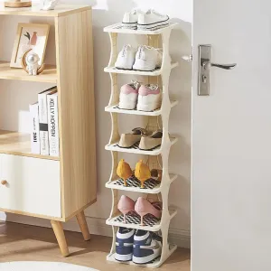 Kuber Industries Portable 7 Layers Shoe Storage Organizer| Easy To Installation Detachable | Footwear Organiser|Door-Entrance Living-Room Balcony Decor| 2882 | White