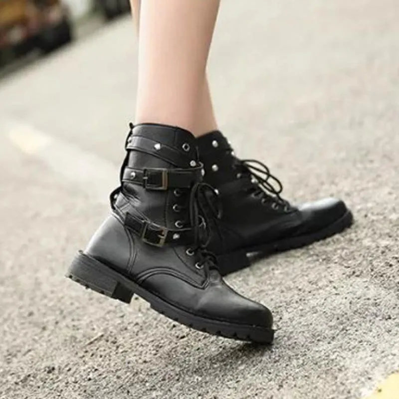 Lace-Up Belts Gothic Boots