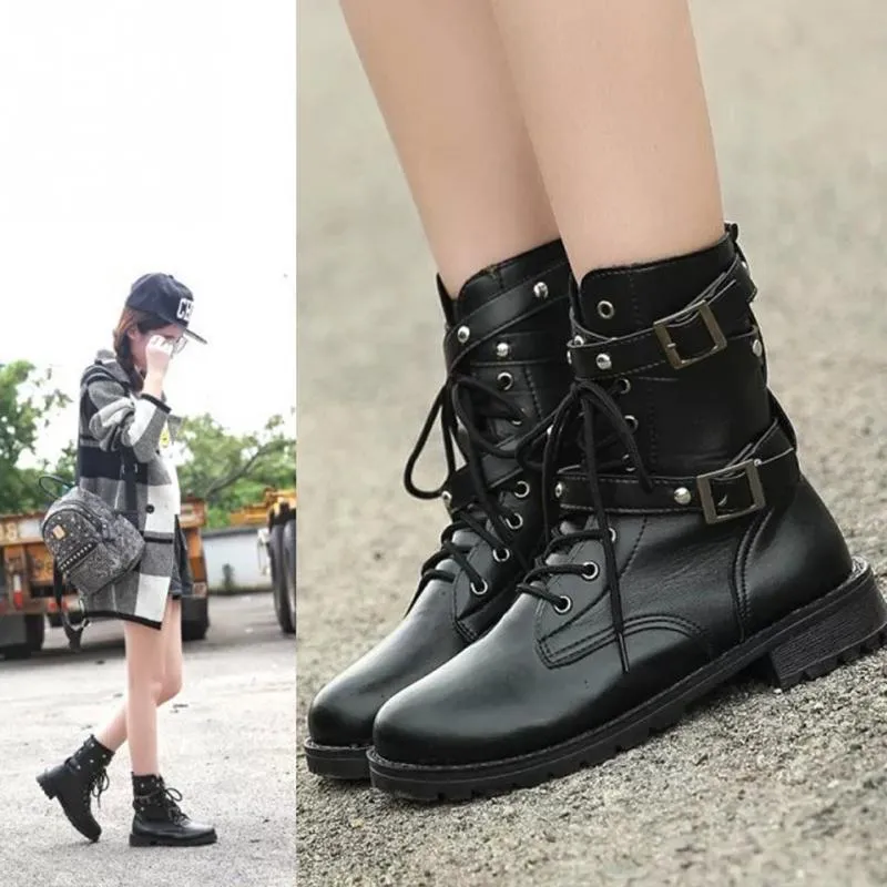 Lace-Up Belts Gothic Boots