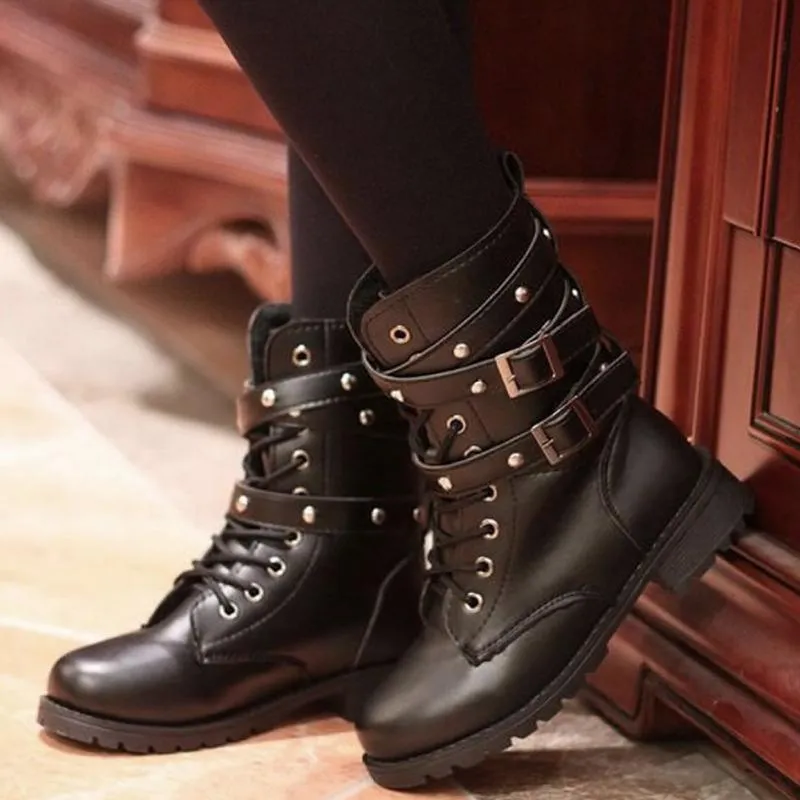 Lace-Up Belts Gothic Boots