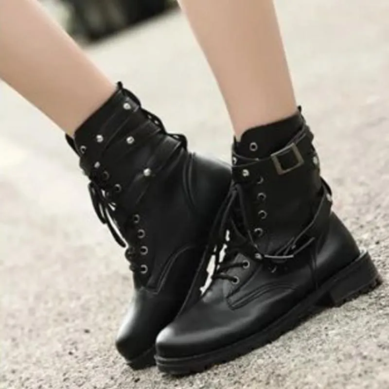 Lace-Up Belts Gothic Boots