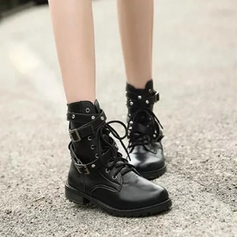 Lace-Up Belts Gothic Boots