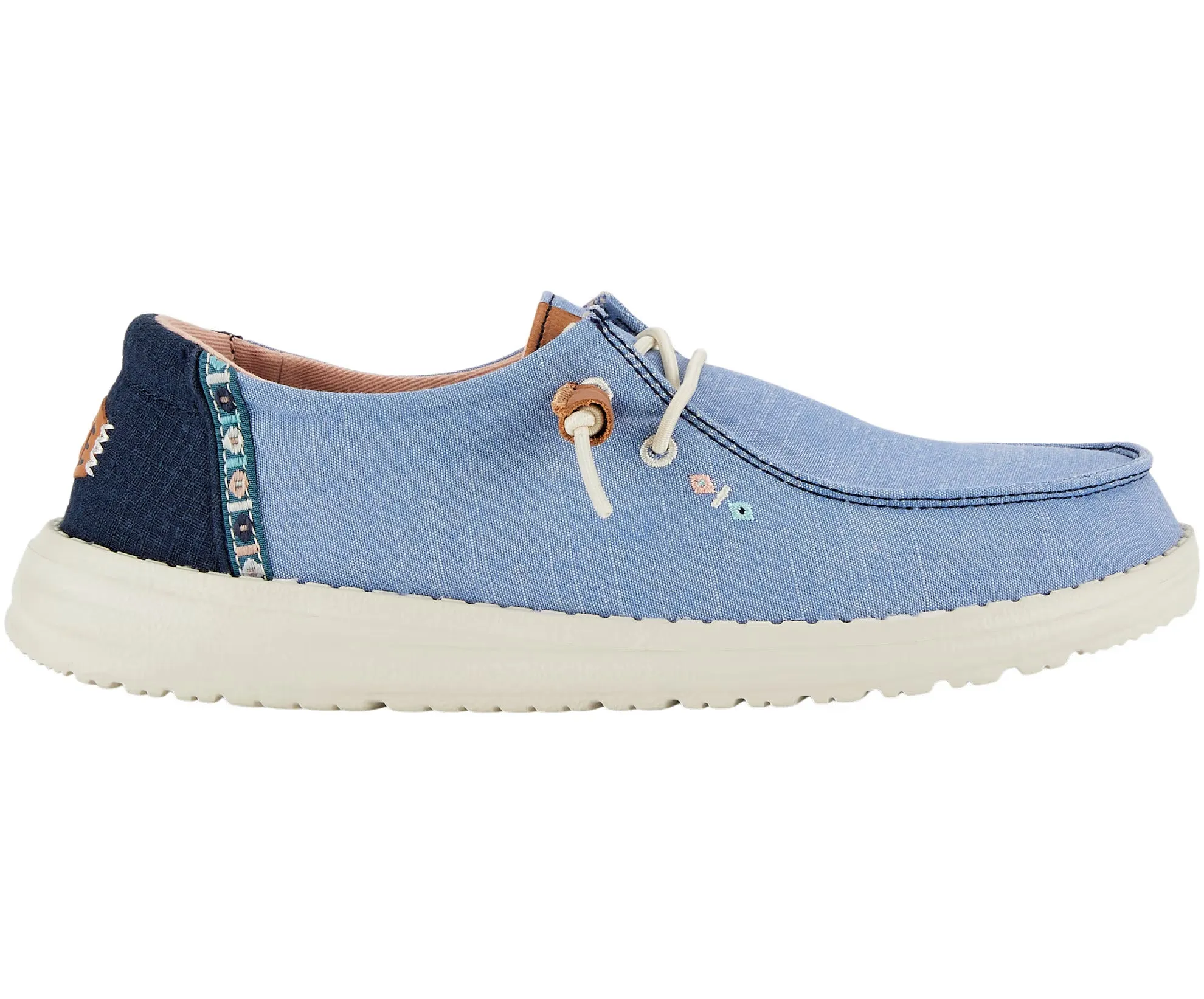 Ladies Hey Dude Blue Canvas Summer Shoes Laced Wendy Chambray Boho sale