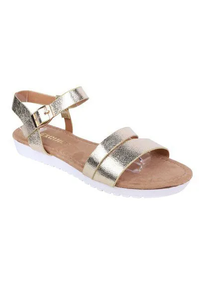 Lightweight Low Wedge Gold Sandal