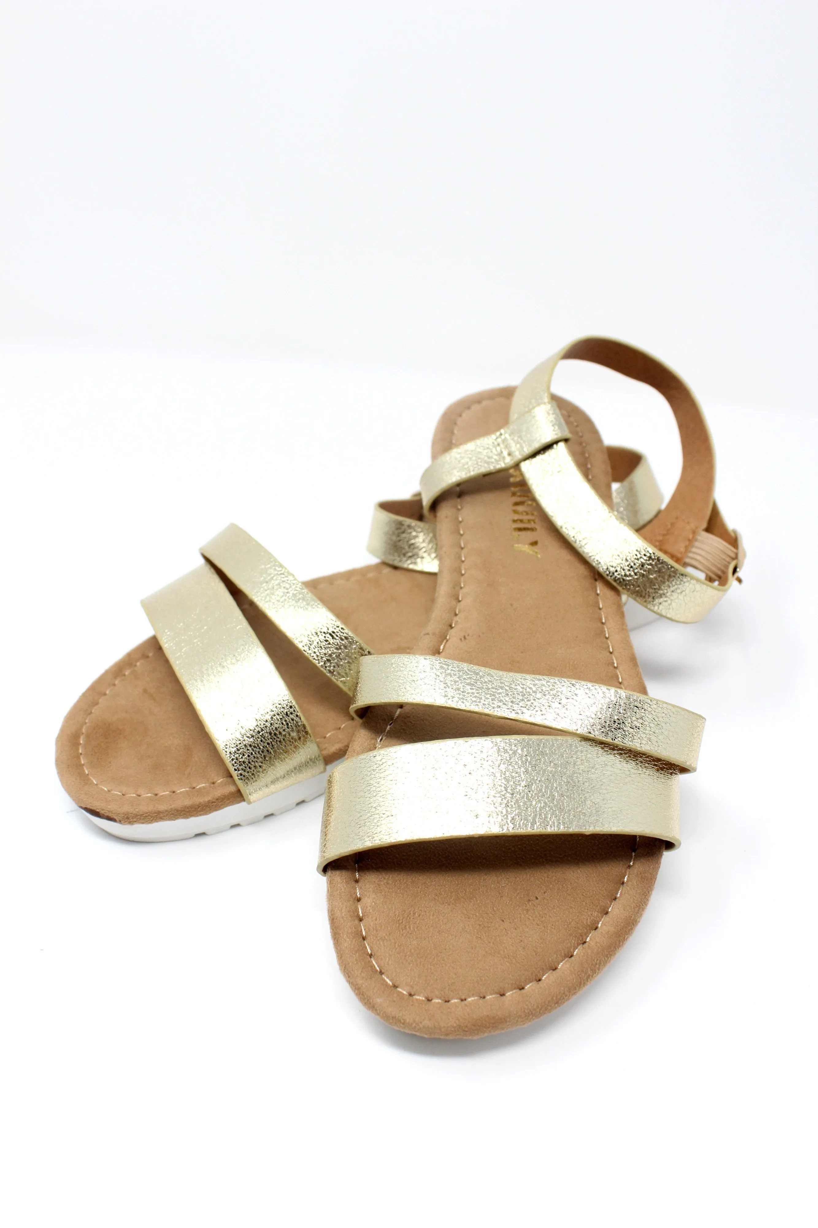 Lightweight Low Wedge Gold Sandal