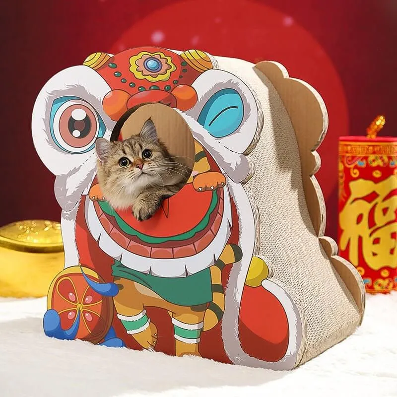 Lion Dance Cartoon Cat Scratching Post