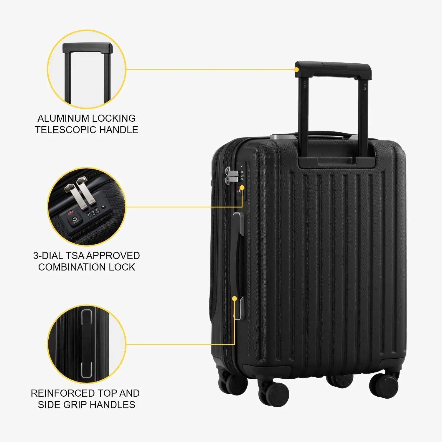 Luggage, Black, 20 Inch Casual and Business