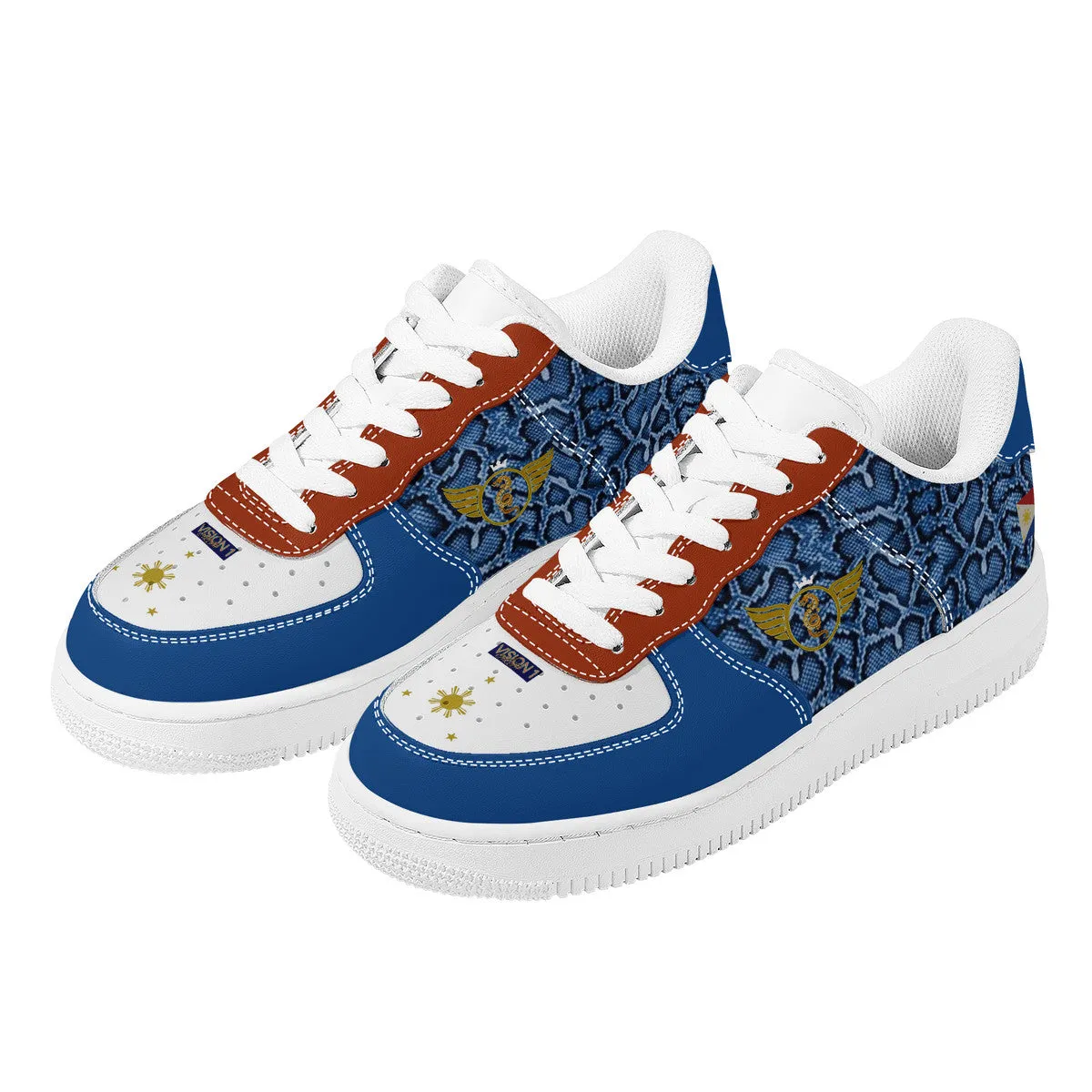 Majestic Blue and Re | Low Top Customized | Shoe Zero