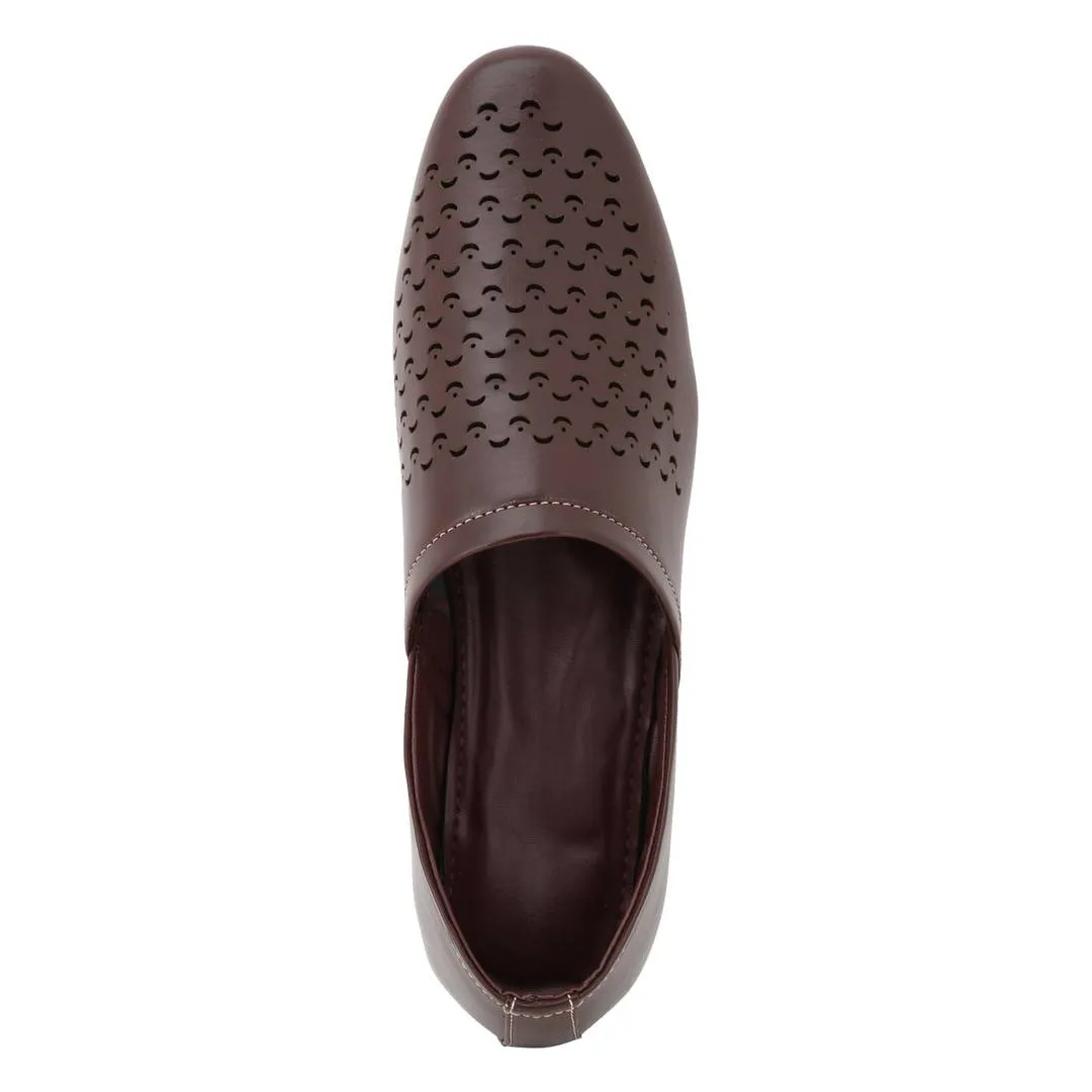 Men Brown Synthetic Leather Formal Shoes