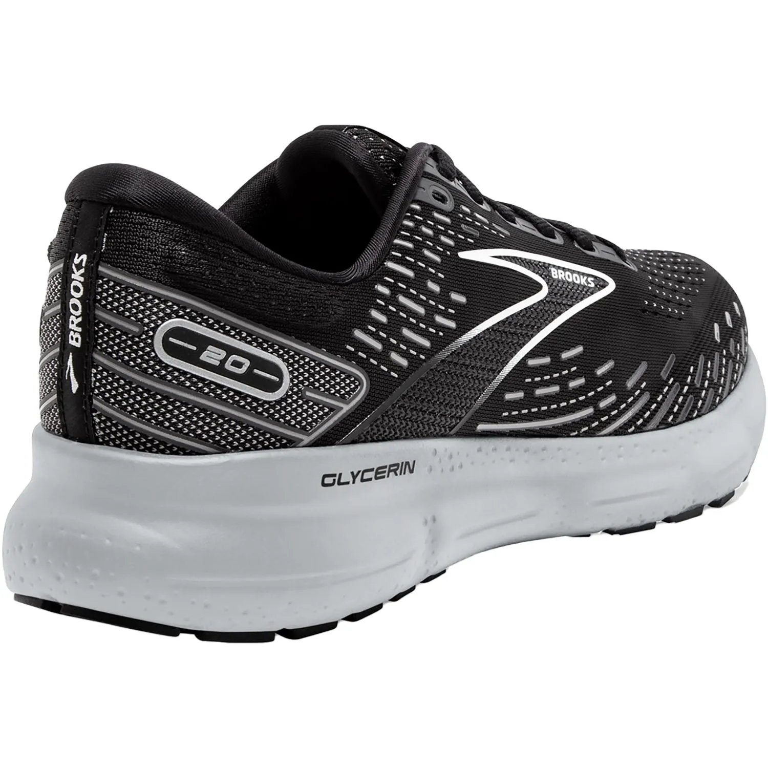 Men's Brooks Glycerin 20 Black/White/Alloy Mesh