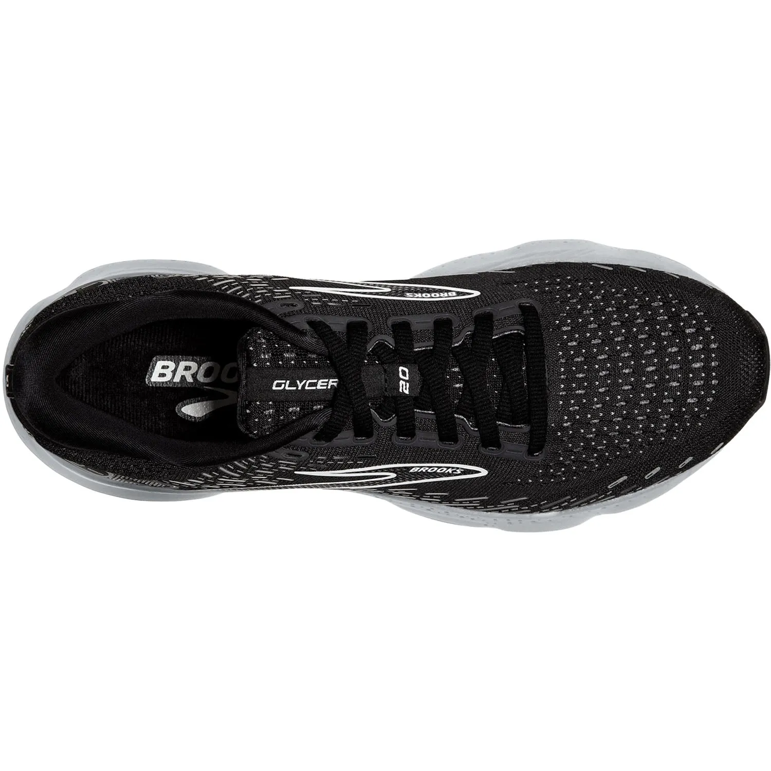 Men's Brooks Glycerin 20 Black/White/Alloy Mesh