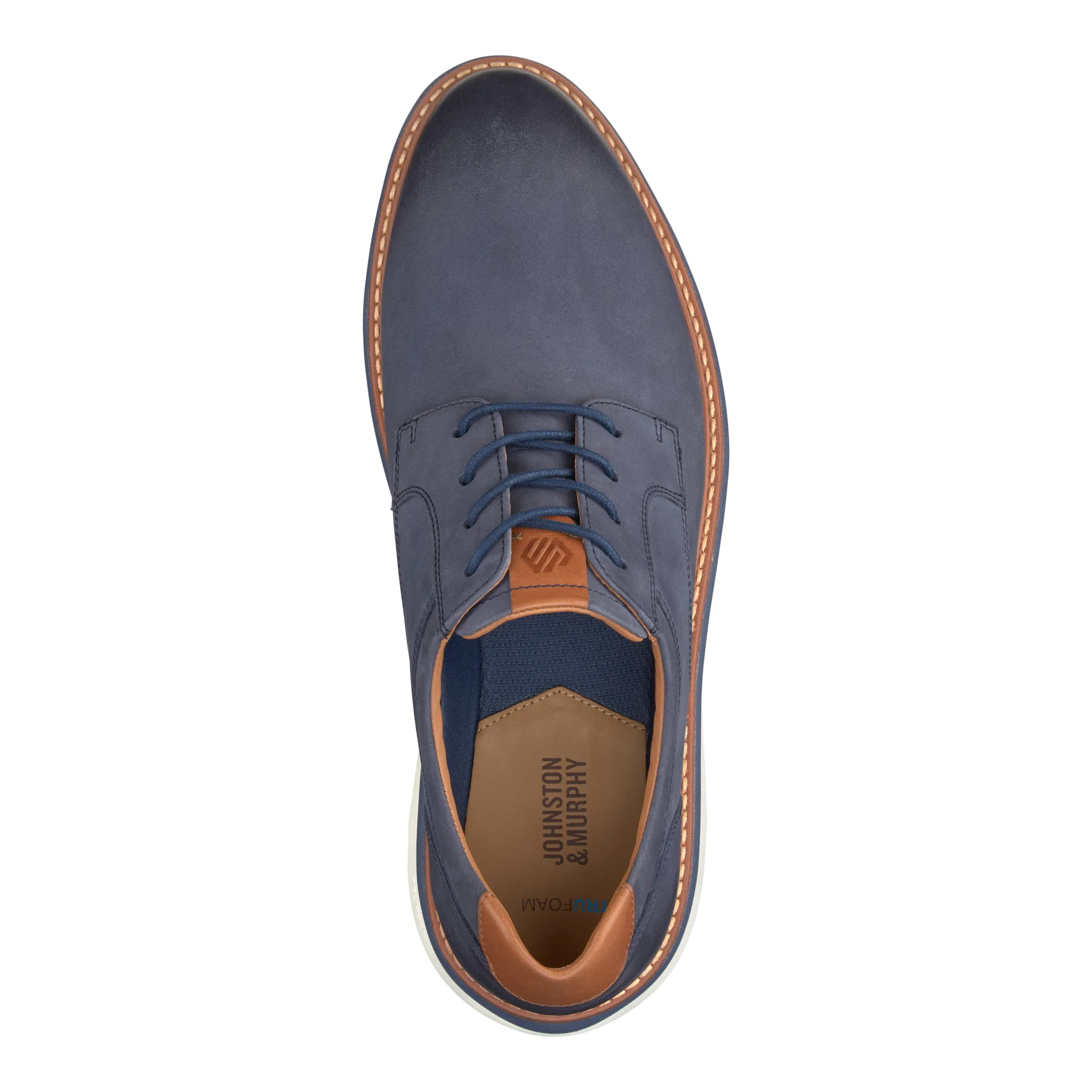 Men's Johnston & Murphy Braydon Plain Toe Color: Navy Oiled Nubuck