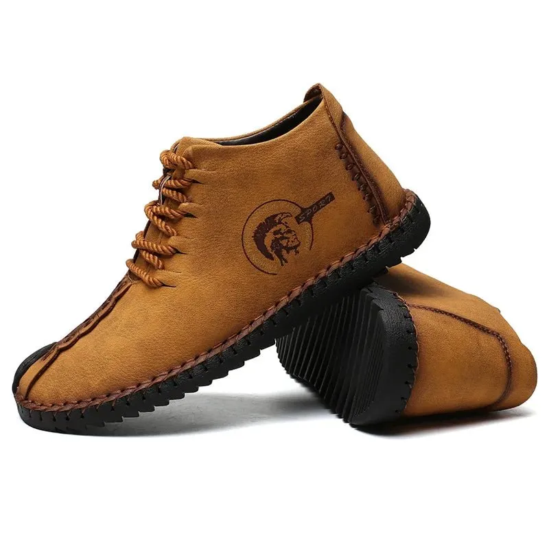 Mens Shoes Walking Flats boots Fashion Lace up High Top Big Size Shoes