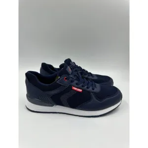 Men's Size 8.5, Navy Sneakers with White and Red Accents, in a 70s Retro Style