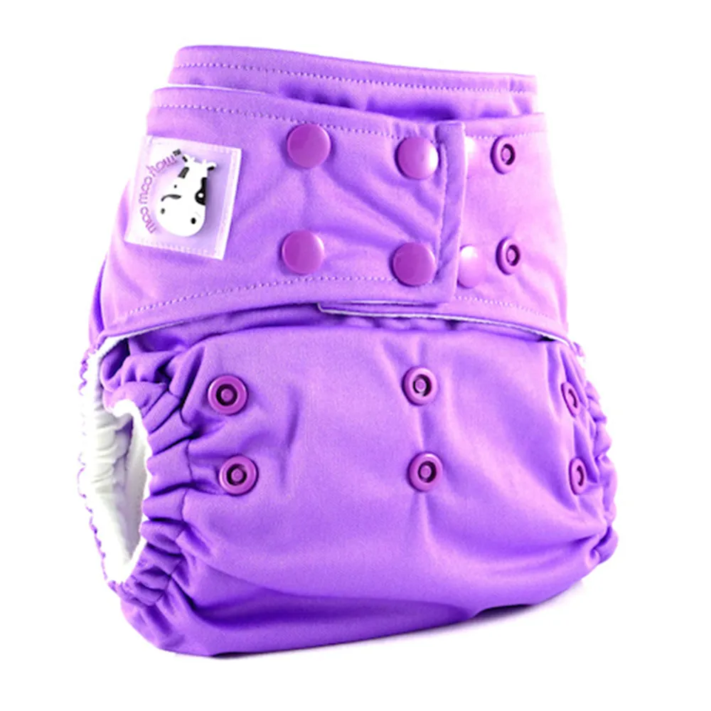 Moo Moo Kow One Size Pocket Diapers Snap - Violet