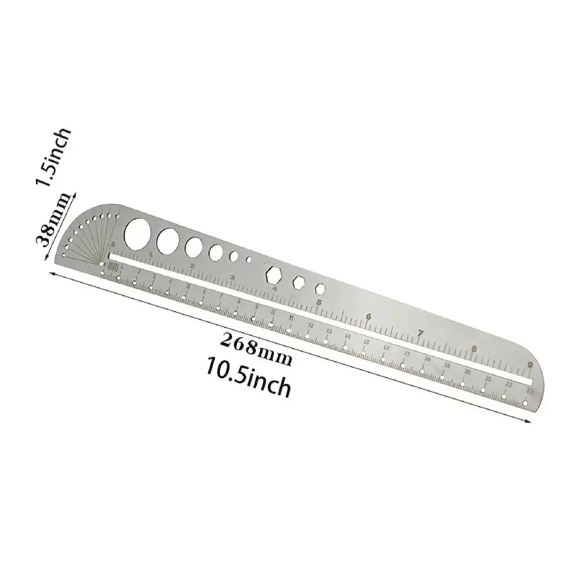 Multi-functional Stainless Steel Profiled Ruler Large Graduated Office Compass Protractor Hexagonal Outdoor Tool Leather Tool