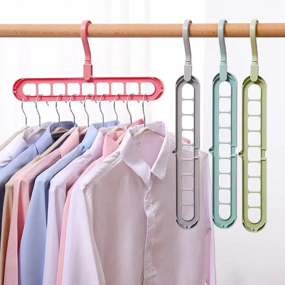 Multi-port 360 Rotation 9 Holes Plastic Storage Clothes Hanger Space Saving Hanger Organizer Multipurpose Cloth Cloths