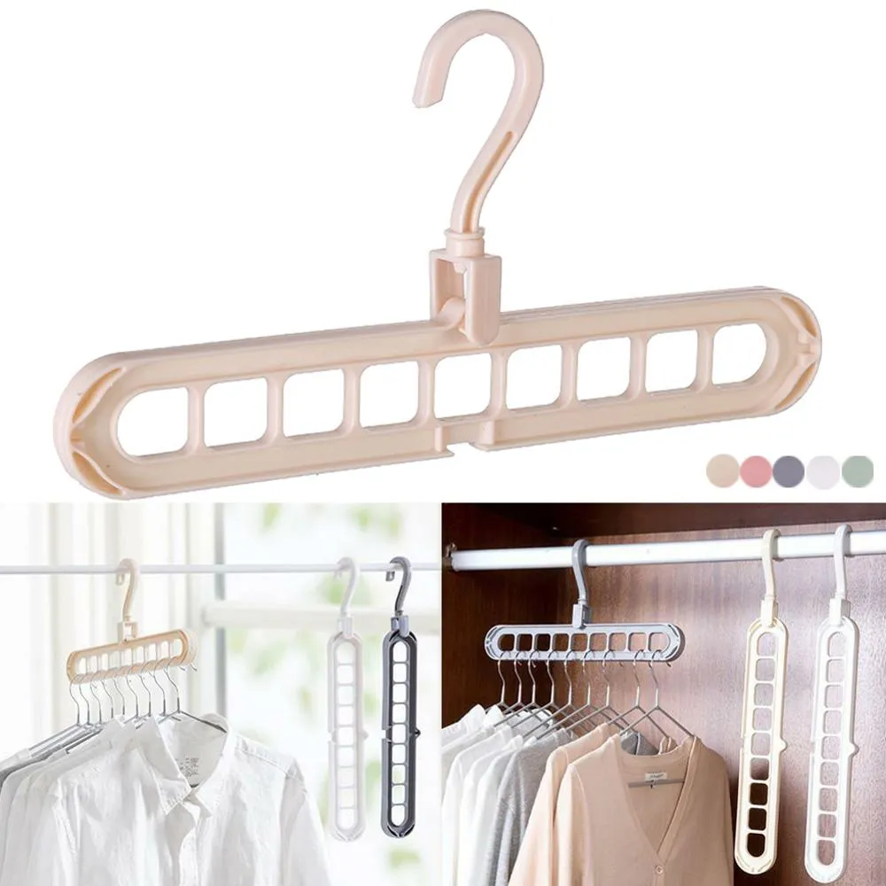 Multi-port 360 Rotation 9 Holes Plastic Storage Clothes Hanger Space Saving Hanger Organizer Multipurpose Cloth Cloths