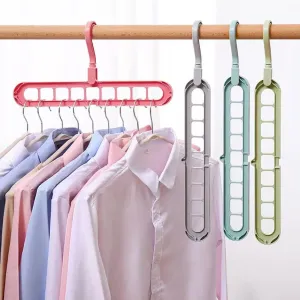 Multi-port 360 Rotation 9 Holes Plastic Storage Clothes Hanger Space Saving Hanger Organizer Multipurpose Cloth Cloths