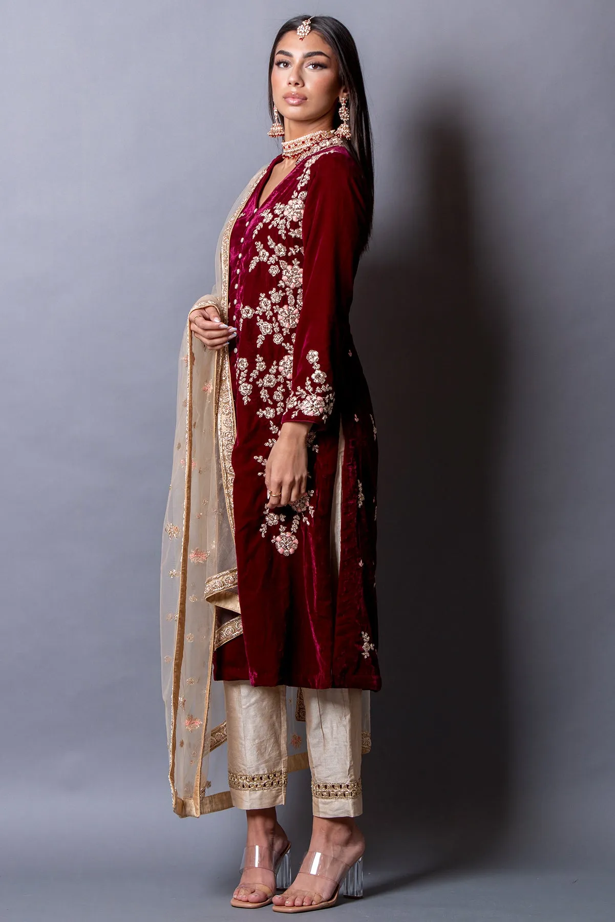 Muntaha - Embellished Velvet Salwar Kameez