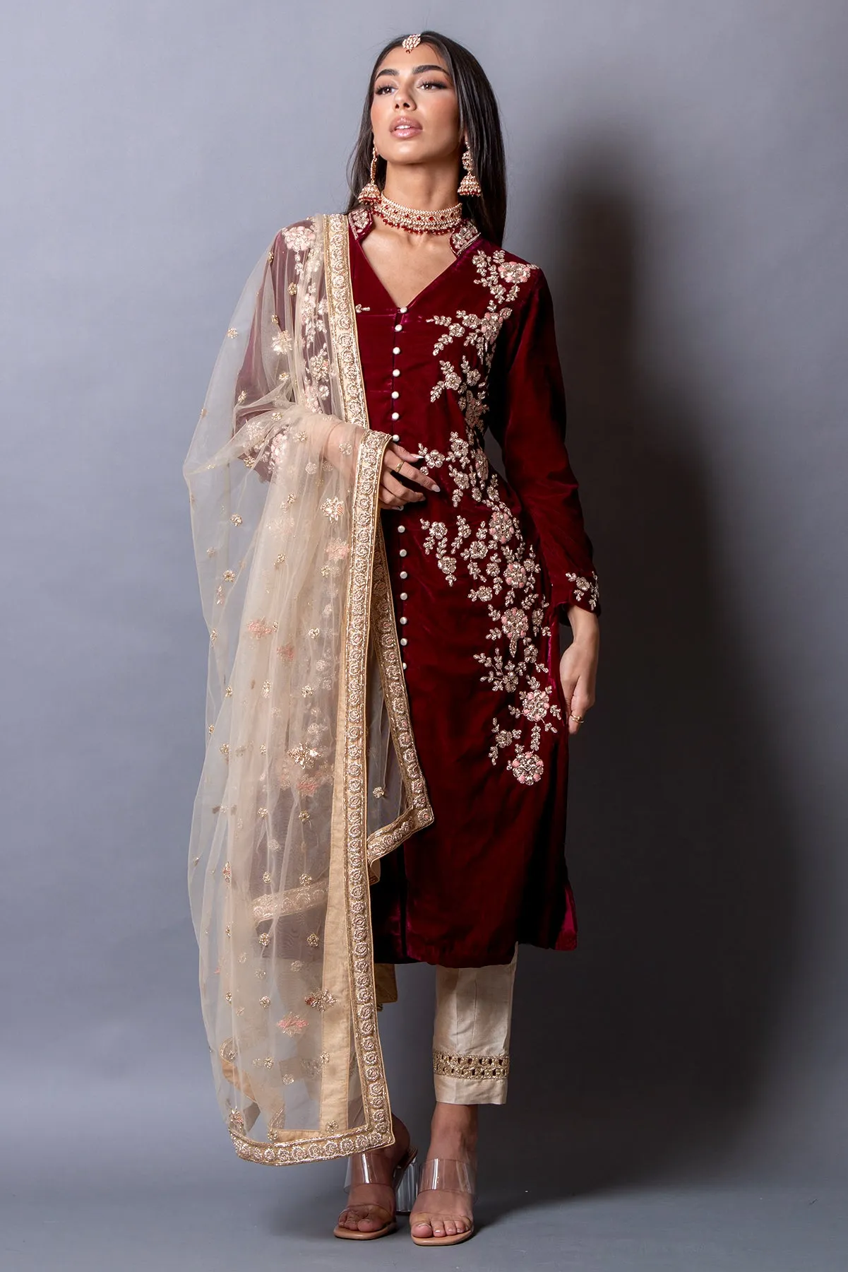 Muntaha - Embellished Velvet Salwar Kameez