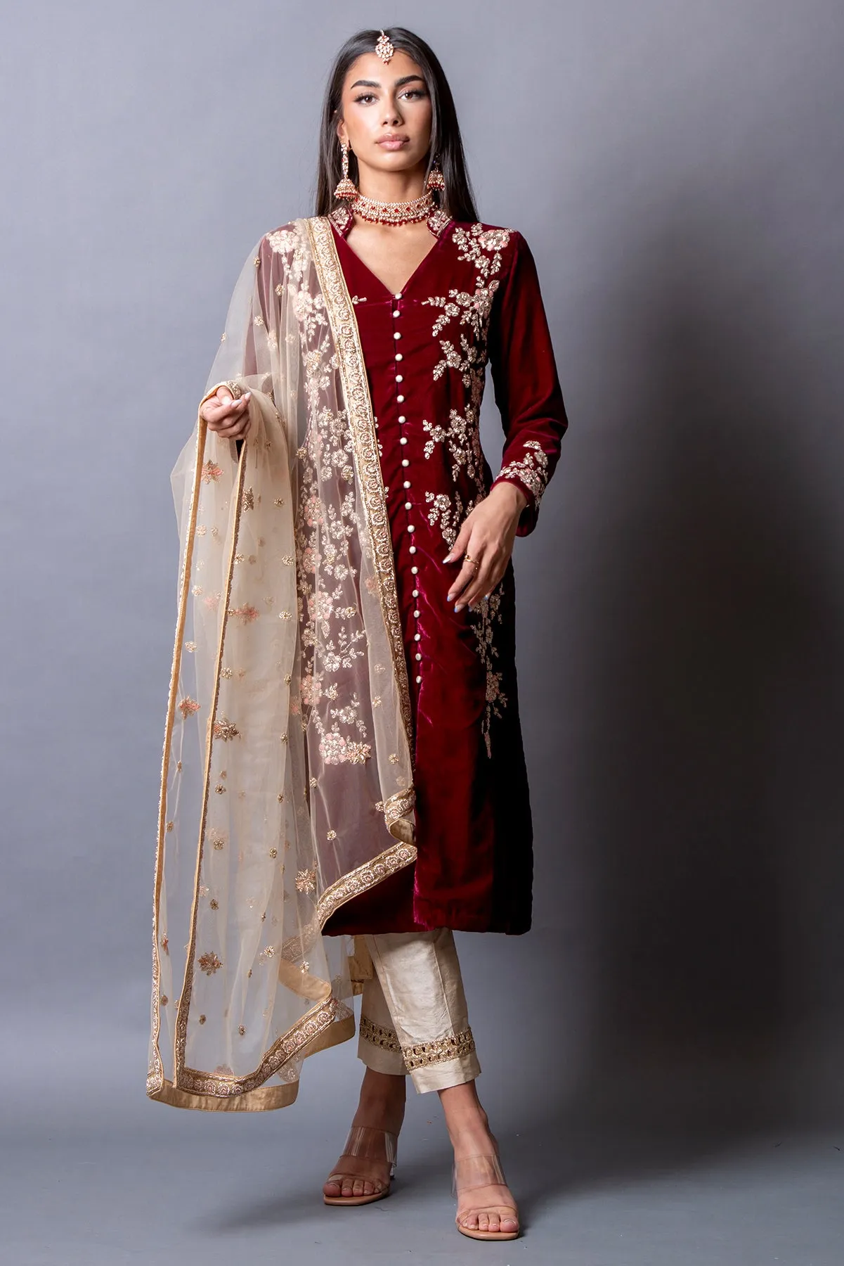 Muntaha - Embellished Velvet Salwar Kameez